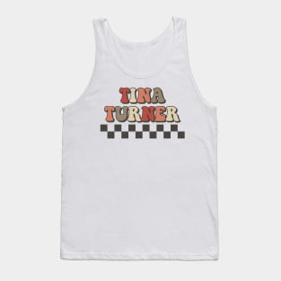 Tina Turner Checkered Retro Groovy Style Tank Top